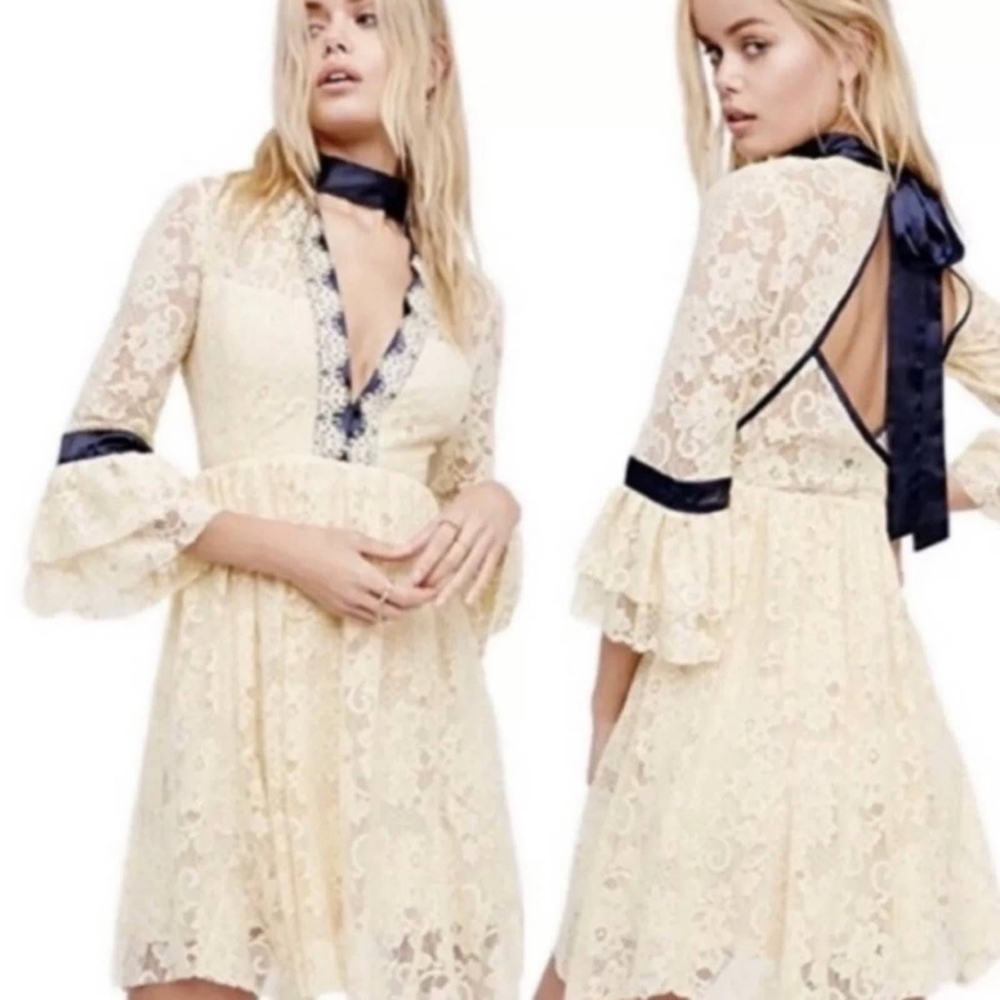 Free People Lace And Ribbon Dress
